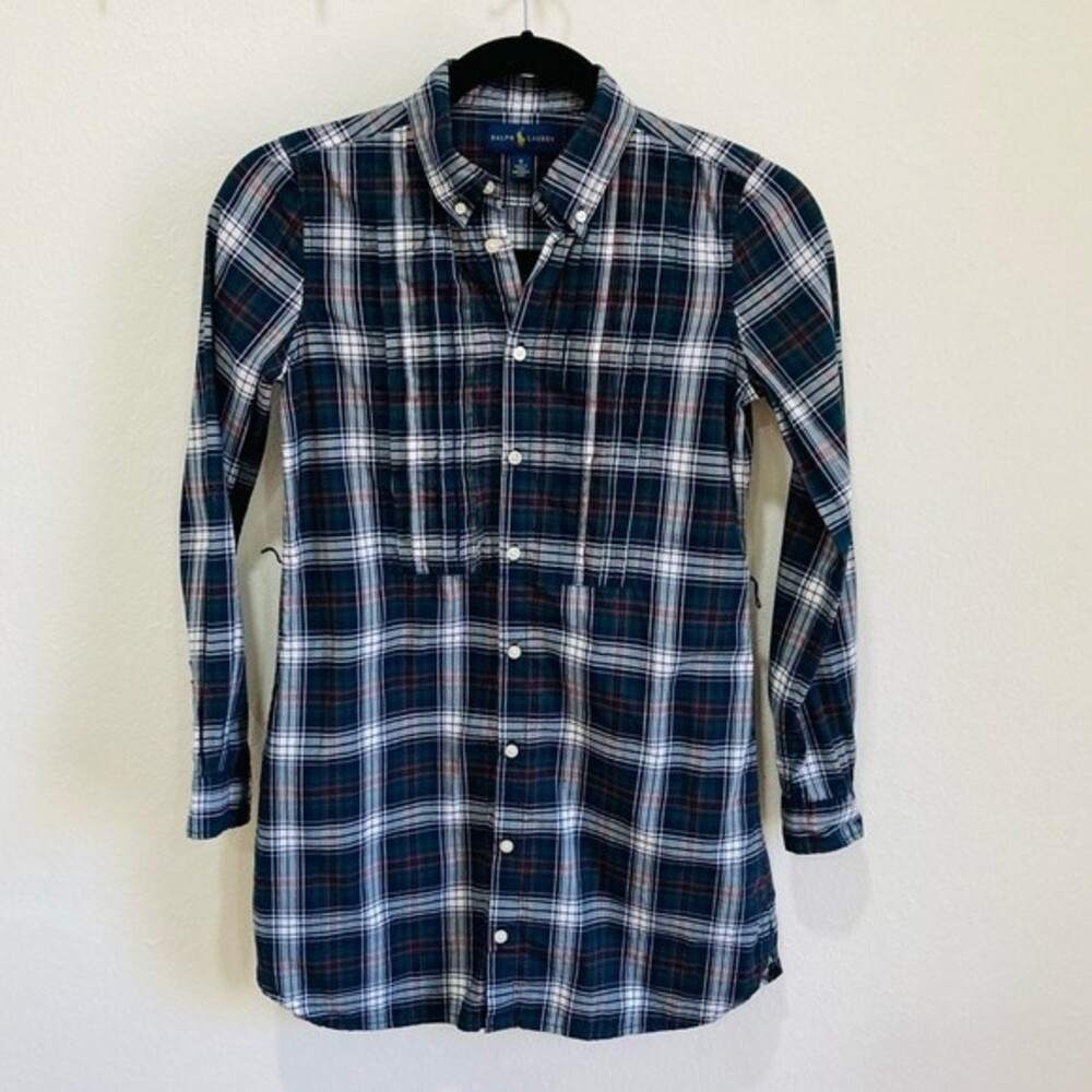 Ralph Lauren Long Sleeve Plaid Shirt Dress in Girl's Size 12